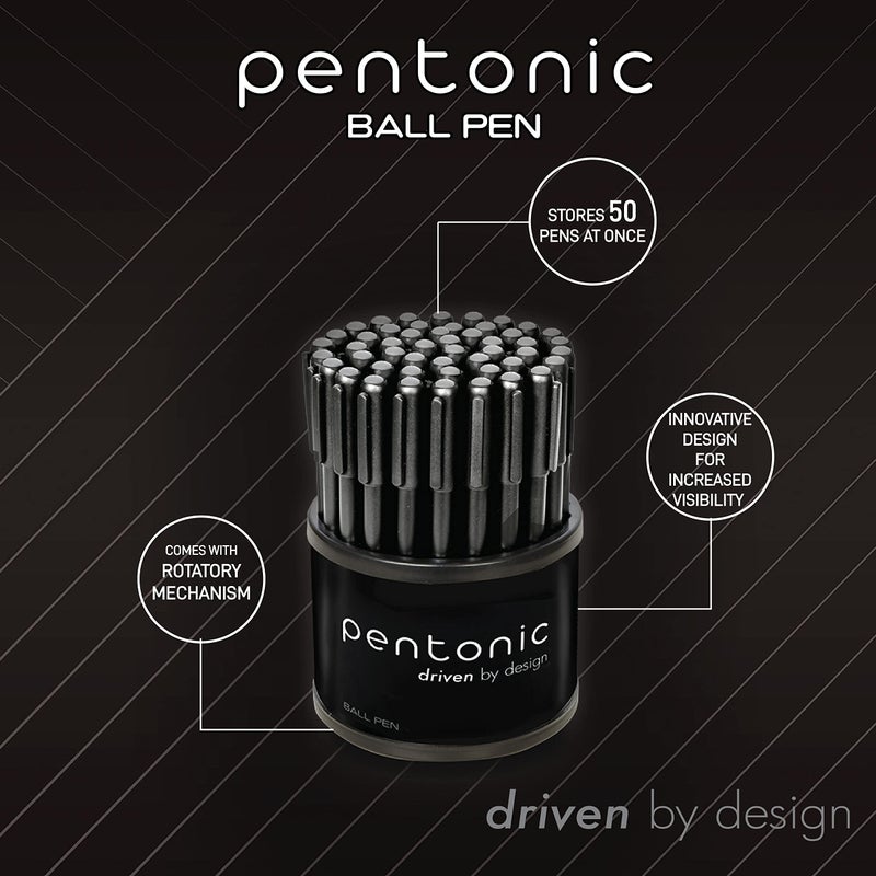 linc Pentonic Ballpoint Pens In Pen Organizer, Bulk 50 Count, Black Ink, 1.0 mm Medium Point, Smooth Writing For Journaling, Office & School (PEN12537) - Image 4